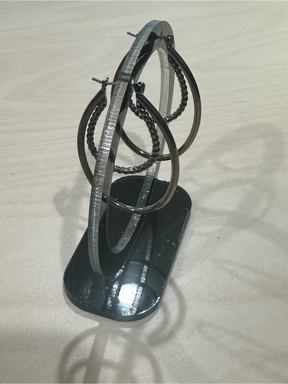 Gunmetal Black Double Hoop Earrings